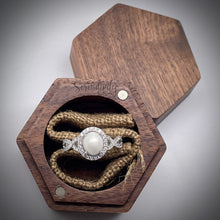 Load image into Gallery viewer, 7x9mm Breast Milk Keepsake Ring with Large Breast Milk “Stone” in a Halo and Infinity Band of Cubic Zirconia
