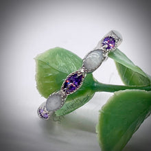 Load image into Gallery viewer, Breastmilk Full Band Marquise Ring with Birthstones
