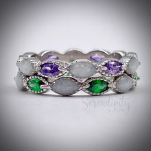 Load image into Gallery viewer, Breastmilk Full Band Marquise Ring with Birthstones