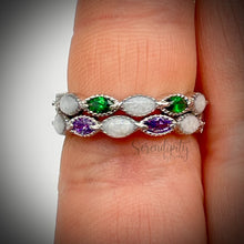 Load image into Gallery viewer, Breastmilk Full Band Marquise Ring with Birthstones