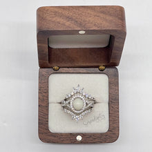 Load image into Gallery viewer, 7x9mm Breast Milk Keepsake Ring with Large Breast Milk “Stone” in a Halo and Infinity Band of Cubic Zirconia with Stacking Bands