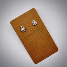 Load image into Gallery viewer, Breast Milk Keepsake Earrings with 4x6mm Breast Milk “Stones” in a Cubic Zirconia Halo