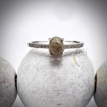Load image into Gallery viewer, Simple Oval Cremation Keepsake Ring with Cubic Zirconia Band