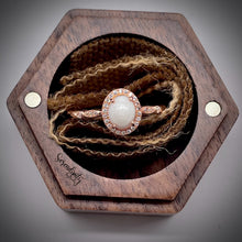Load image into Gallery viewer, 6x8mm Oval Breast Milk Keepsake Ring with Halo and Marquise Band of Cubic Zirconia