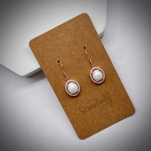 Load image into Gallery viewer, Breastmilk Dangle Earrings in a Cubic Zirconia Halo