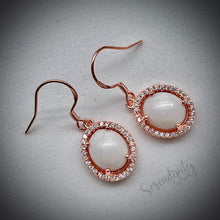 Load image into Gallery viewer, Breastmilk Dangle Earrings in a Cubic Zirconia Halo