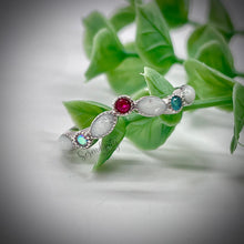 Load image into Gallery viewer, V Shape Breast Milk Half Band Memorial Ring with Birthstones