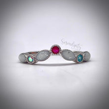 Load image into Gallery viewer, V Shape Breast Milk Half Band Memorial Ring with Birthstones