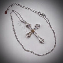 Load image into Gallery viewer, Sterling Silver Cross with 4x6mm Cremation “Stone” Pendant