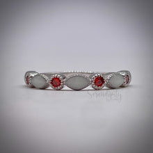 Load image into Gallery viewer, Breast Milk Half Band Memorial Ring with Birthstones