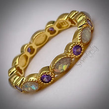 Load image into Gallery viewer, Cremation Full Band Memorial Ring with Birthstones