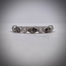 Load image into Gallery viewer, Cremation Ash Half Band Memorial Ring with Birthstones