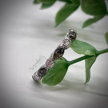 Load image into Gallery viewer, Cremation Ash Half Band Memorial Ring with Birthstones