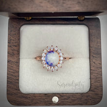 Load image into Gallery viewer, Breast Milk Keepsake Ring with Large Breast Milk “Stone” in a Pointed Halo of Cubic Zirconia