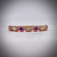 Load image into Gallery viewer, Cremation Ash Half Band Memorial Ring with Birthstones