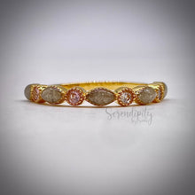 Load image into Gallery viewer, Cremation Ash Half Band Memorial Ring with Birthstones