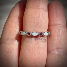 Load image into Gallery viewer, Breast Milk Half Band Memorial Ring with Birthstones