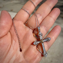 Load image into Gallery viewer, Sterling Silver Cross with 4x6mm Cremation “Stone” Pendant