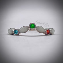 Load image into Gallery viewer, V Shape Breast Milk Half Band Memorial Ring with Birthstones