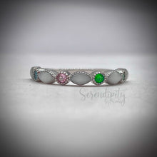 Load image into Gallery viewer, Breast Milk Half Band Memorial Ring with Birthstones