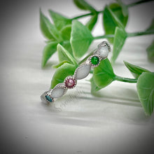 Load image into Gallery viewer, Breast Milk Half Band Memorial Ring with Birthstones