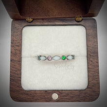 Load image into Gallery viewer, Breast Milk Half Band Memorial Ring with Birthstones