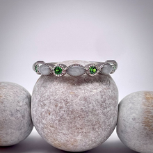 Load image into Gallery viewer, Breast Milk Half Band Memorial Ring with Birthstones