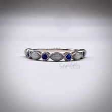 Load image into Gallery viewer, Breast Milk Half Band Memorial Ring with Birthstones