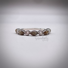 Load image into Gallery viewer, Cremation Ash Half Band Memorial Ring with Birthstones