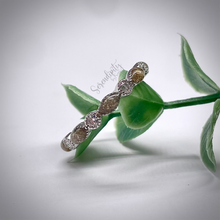 Load image into Gallery viewer, Cremation Ash Half Band Memorial Ring with Birthstones