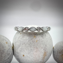 Load image into Gallery viewer, Breast Milk Half Band Memorial Ring with Birthstones