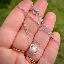 Load image into Gallery viewer, 6x8mm Sterling Silver Tear Drop Breast Milk Pendant with a Cubic Zirconia Halo