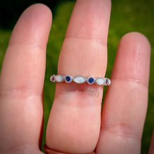 Load image into Gallery viewer, Breast Milk Half Band Memorial Ring with Birthstones