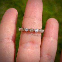Load image into Gallery viewer, Cremation Ash Half Band Memorial Ring with Birthstones