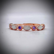 Load image into Gallery viewer, Breast Milk Half Band Memorial Ring with Birthstones