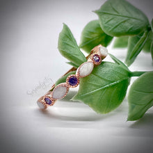 Load image into Gallery viewer, Breast Milk Half Band Memorial Ring with Birthstones