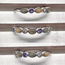 Load image into Gallery viewer, Cremation Ash Half Band Memorial Ring with Birthstones
