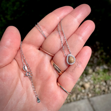Load image into Gallery viewer, 6x8mm Sterling Silver Tear Drop Cremation Ash Pendant with a Cubic Zirconia Halo