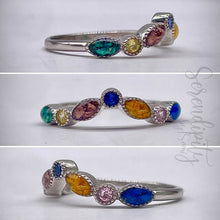 Load image into Gallery viewer, Floral V Shape Half Band Memorial Ring