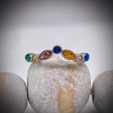 Load image into Gallery viewer, Floral V Shape Half Band Memorial Ring