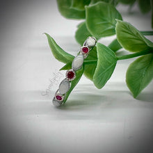 Load image into Gallery viewer, Breast Milk Half Band Memorial Ring with Birthstones