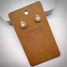 Load image into Gallery viewer, Breast Milk Keepsake Earrings with 4x6mm Breast Milk “Stones” in a Cubic Zirconia Halo
