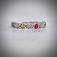 Load image into Gallery viewer, Breast Milk Half Band Memorial Ring with Birthstones