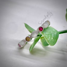 Load image into Gallery viewer, Breast Milk Half Band Memorial Ring with Birthstones