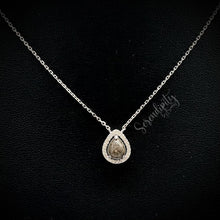 Load image into Gallery viewer, 6x8mm Sterling Silver Tear Drop Cremation Ash Pendant with a Cubic Zirconia Halo