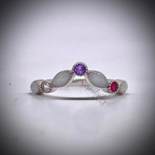 Load image into Gallery viewer, V Shape Breast Milk Half Band Memorial Ring with Birthstones