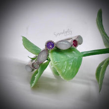Load image into Gallery viewer, V Shape Breast Milk Half Band Memorial Ring with Birthstones