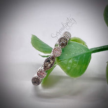 Load image into Gallery viewer, Cremation Ash Half Band Memorial Ring with Birthstones