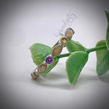 Load image into Gallery viewer, Cremation Ash Half Band Memorial Ring with Birthstones