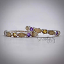 Load image into Gallery viewer, Cremation Ash Half Band Memorial Ring with Birthstones